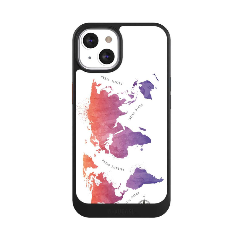 iPhone 13 NIVOcore Carte du monde aquarelle blanche