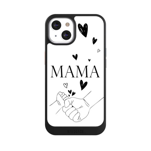 Apple iPhone 13 NIVOcore Muttertag Line Art Hände Schwarz Weiß