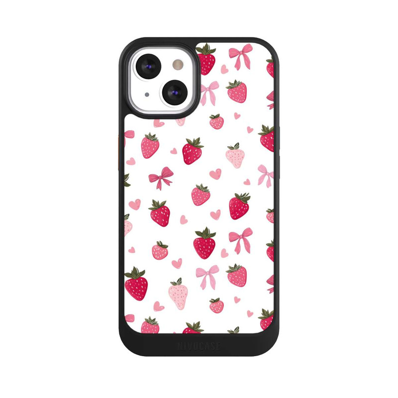 iPhone 13 NIVOcore Erdbeer Herz Schleifen Muster Pink