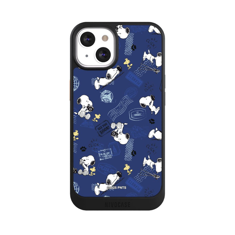 iPhone 13 NIVOcore Peanuts Travel Stamps Pattern Blue