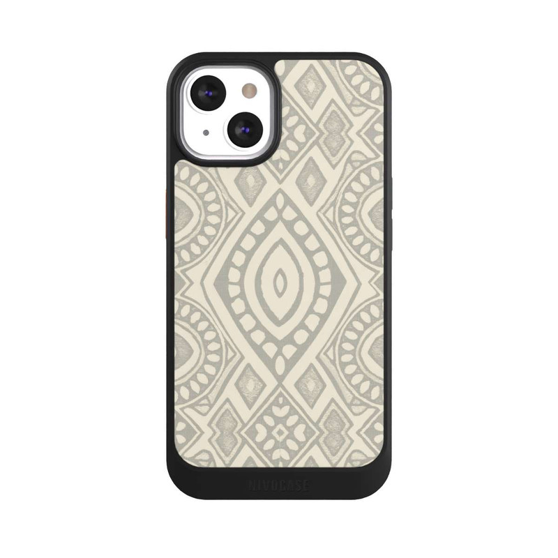 iPhone 13 NIVOcore Boho Geometric Mosaic Pattern Neutral Grey and Beige