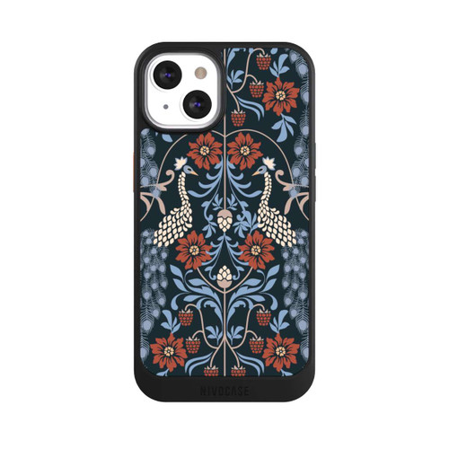 Apple iPhone 13 NIVOcore Vintage Peacock Garden Arts and Crafts Floral Dark