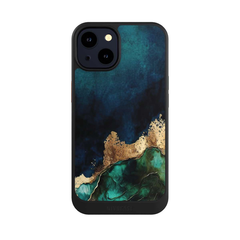 iPhone 14 NIVOcore Bleu pétrole avec or