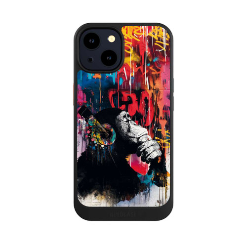Apple iPhone 14 NIVOcore Affe Stereo Kopfhörer Graffiti Street Art Blau