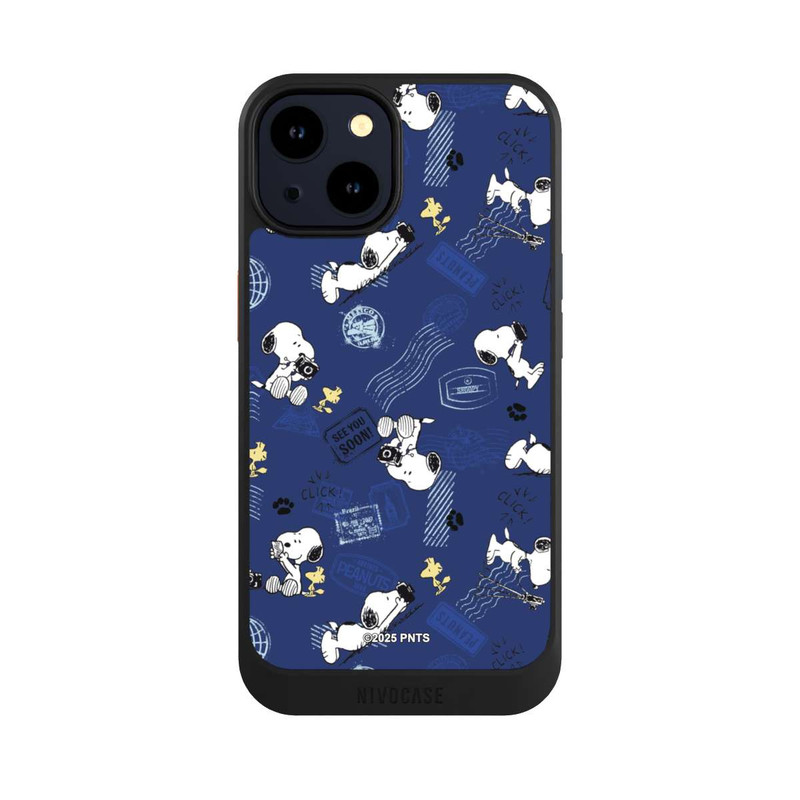 iPhone 14 NIVOcore Peanuts Travel Stamps Pattern Blue