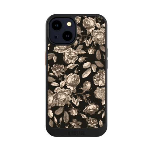 Apple iPhone 14 NIVOcore Leinwand dunkle Blumen