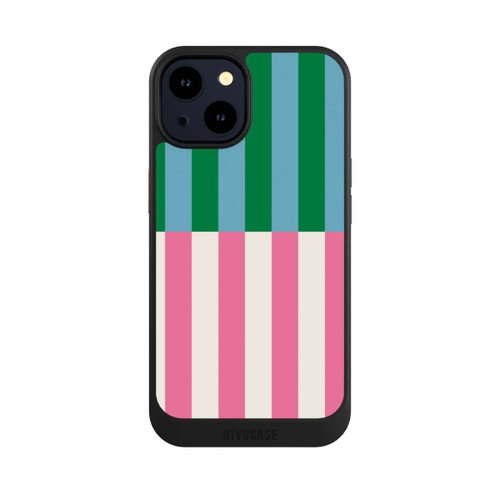 Apple iPhone 14 NIVOcore Motif Rayé Vert Rose