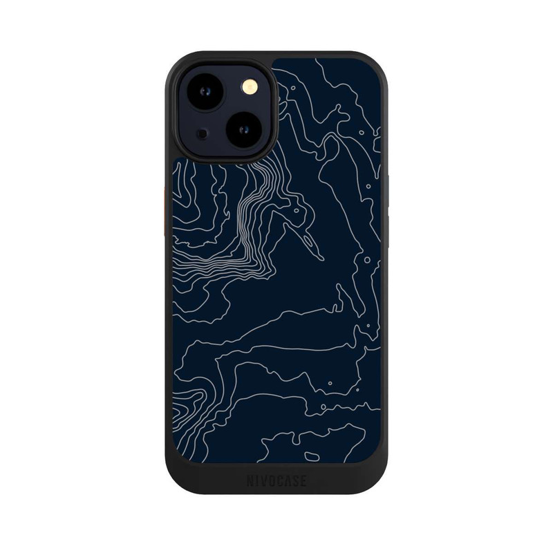 iPhone 14 NIVOcore Lignes de Contour de Montagne Sombres