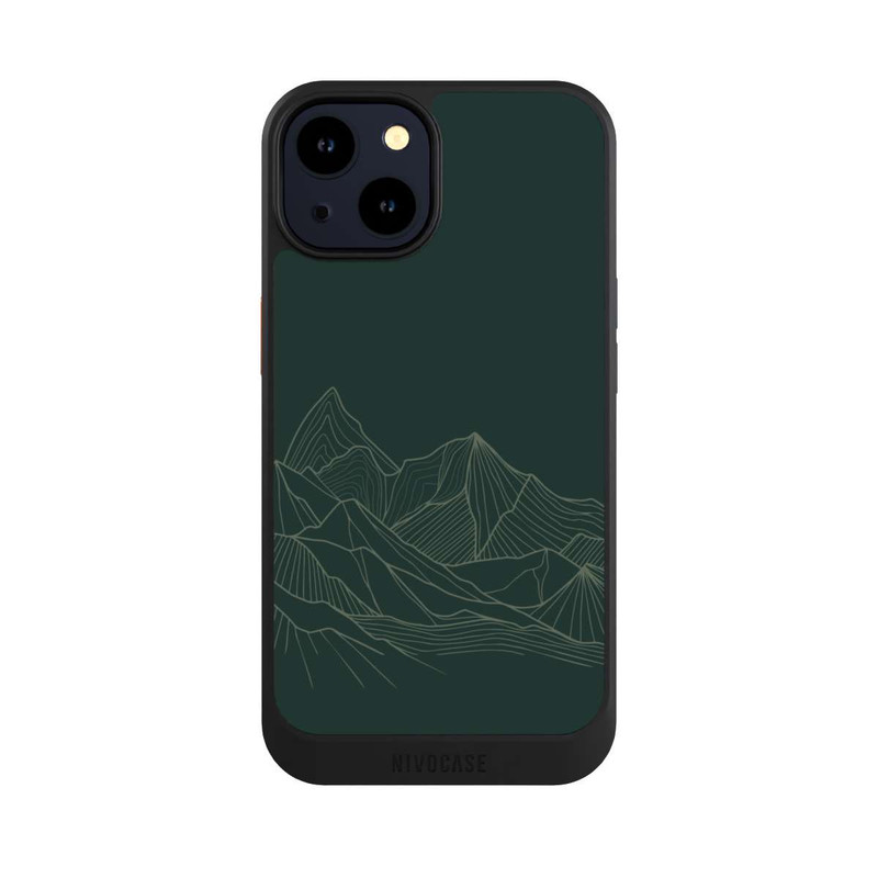 iPhone 14 NIVOcore Berg Line Art Grün