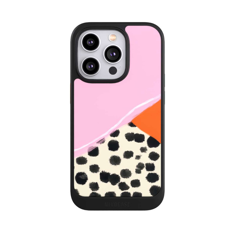 iPhone 14 Pro NIVOcore Rosa und Orange Gepunkteter Hintergrund
