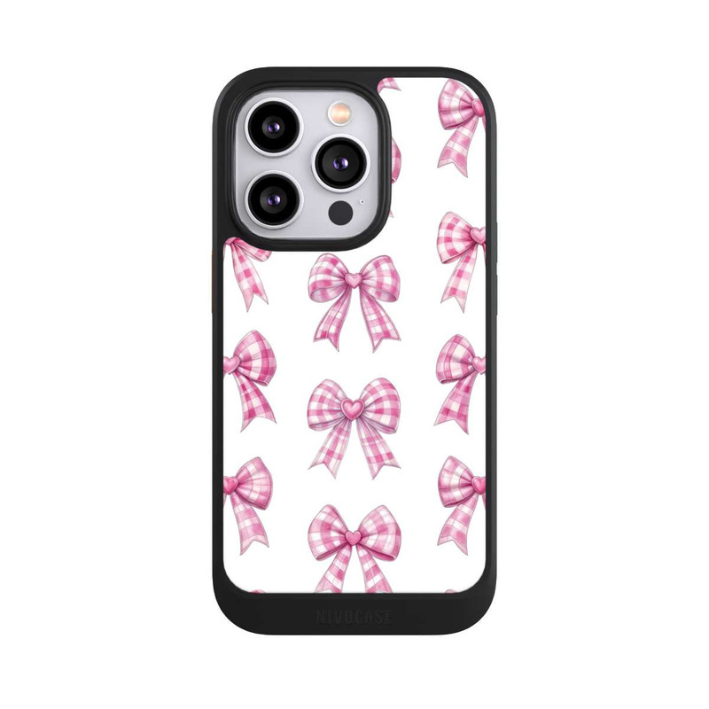 iPhone 14 Pro NIVOcore Pink Gingham Hearts and Bows