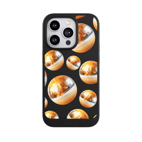 Apple iPhone 14 Pro NIVOcore Discokugel Party Gold Orange Transparent mit KI