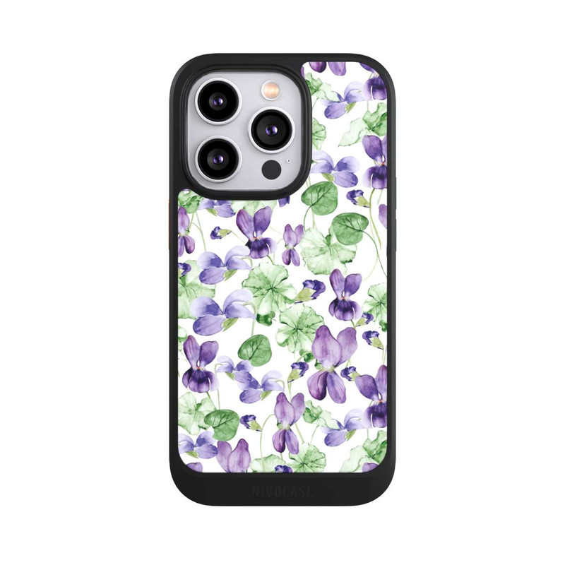 iPhone 14 Pro NIVOcore Purple Wildflowers Pattern Watercolor
