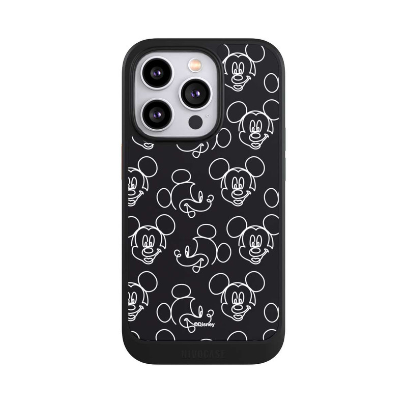 iPhone 14 Pro NIVOcore Disney Mickey Faces Black Line Art Pattern