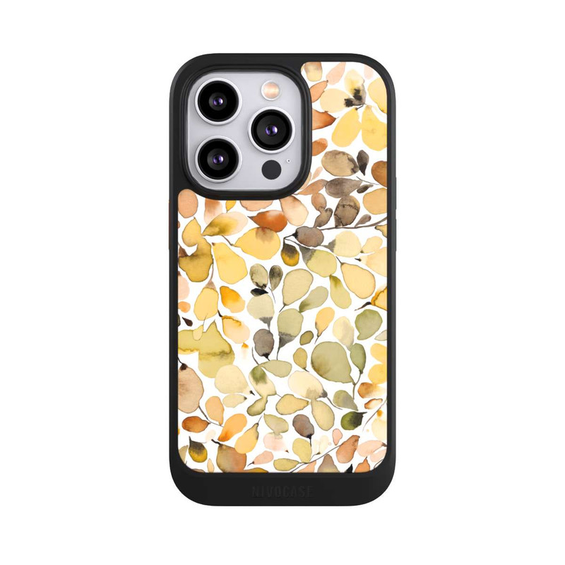 iPhone 14 Pro NIVOcore Eukalyptus Aquarellblätter Braun Herbst
