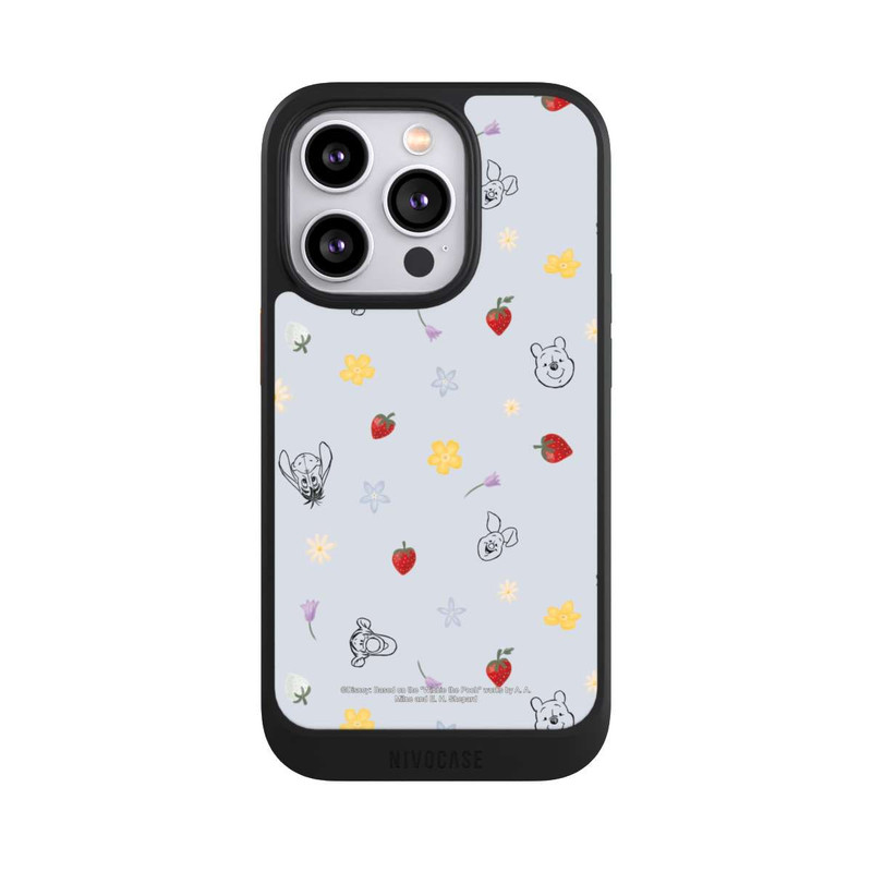 iPhone 14 Pro NIVOcore Winnie Puuh und Freunde Erdbeer Muster Blau
