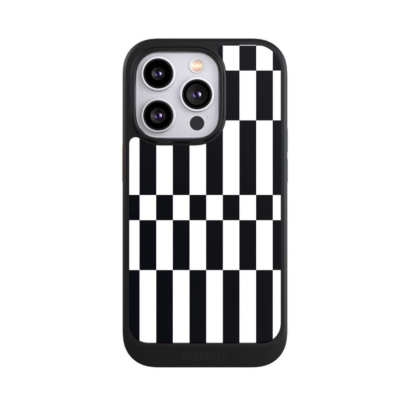 iPhone 14 Pro NIVOcore Checked Abstract Bold Black and White Color Block
