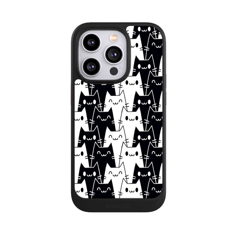 iPhone 14 Pro NIVOcore Papier Peint Chat Noir Blanc