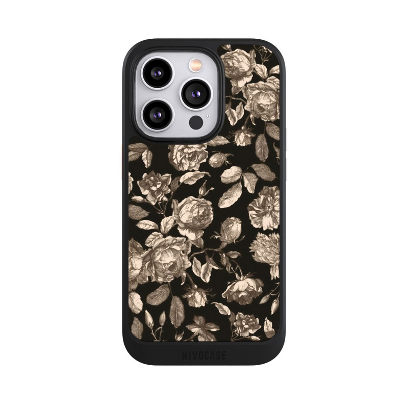 iPhone 14 Pro NIVOcore Leinwand dunkle Blumen