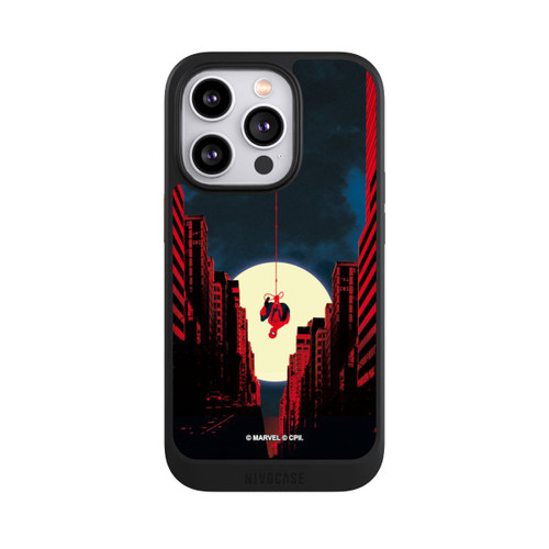 Apple iPhone 14 Pro NIVOcore Spider-Man Marvel between Skyscrapers