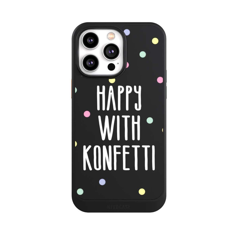 iPhone 14 Pro Max NIVOcore Happy with Konfetti White ohne Hintergrund