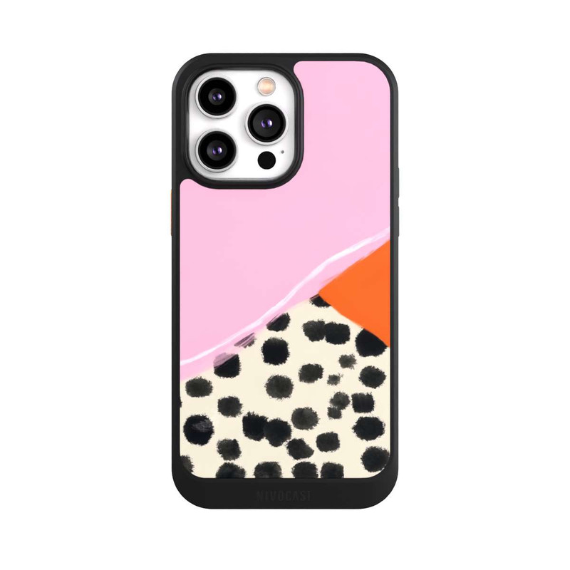 iPhone 14 Pro Max NIVOcore Pink and Orange Modern Art with Dots