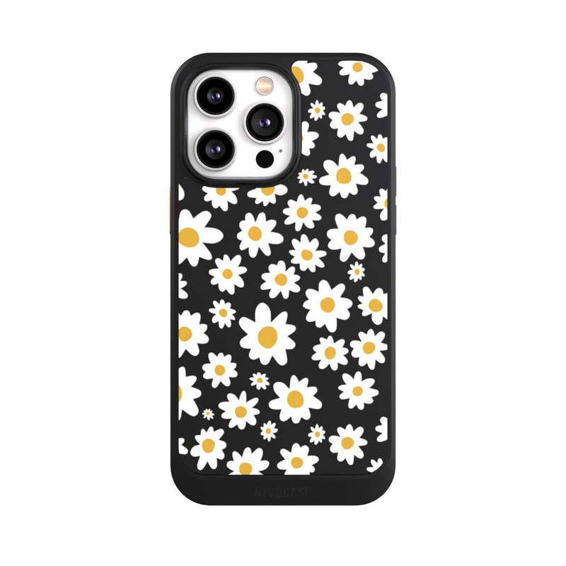 iPhone 14 Pro Max NIVOcore Daisy Flower Seamless Pattern Transparent