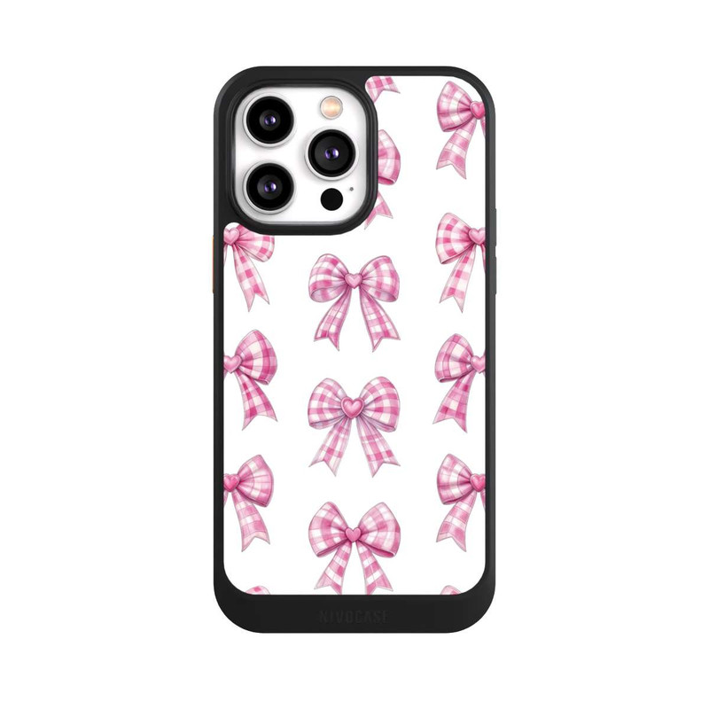 iPhone 14 Pro Max NIVOcore Pink Gingham Hearts and Bows