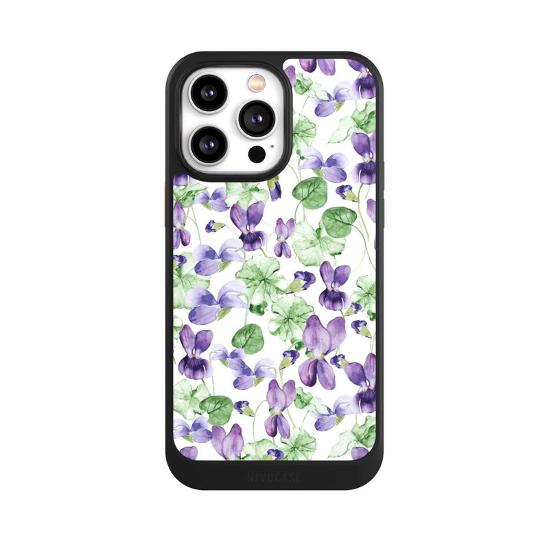 iPhone 14 Pro Max NIVOcore Purple Wildflowers Pattern Watercolor