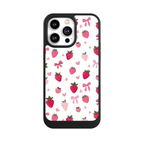 Apple iPhone 14 Pro Max NIVOcore Erdbeer Herz Schleifen Muster Pink