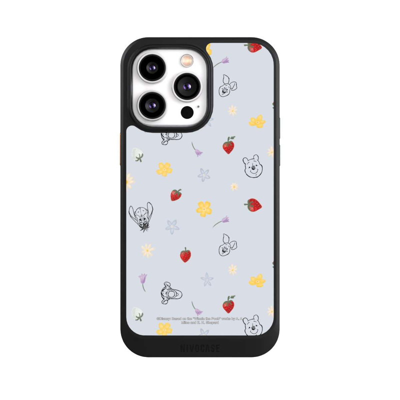 iPhone 14 Pro Max NIVOcore Winnie Puuh und Freunde Erdbeer Muster Blau