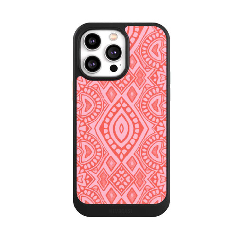 Apple iPhone 14 Pro Max NIVOcore Boho Geometric Intricate Tribal Design in Shades of Pink