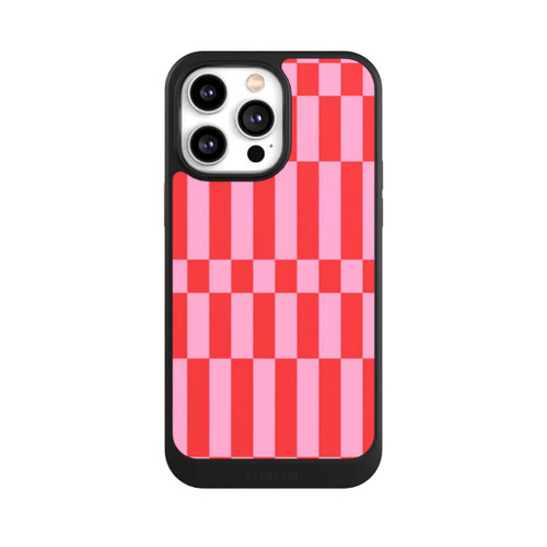 Apple iPhone 14 Pro Max NIVOcore Checked Abstract Bold Coral Red and Pink Color Block