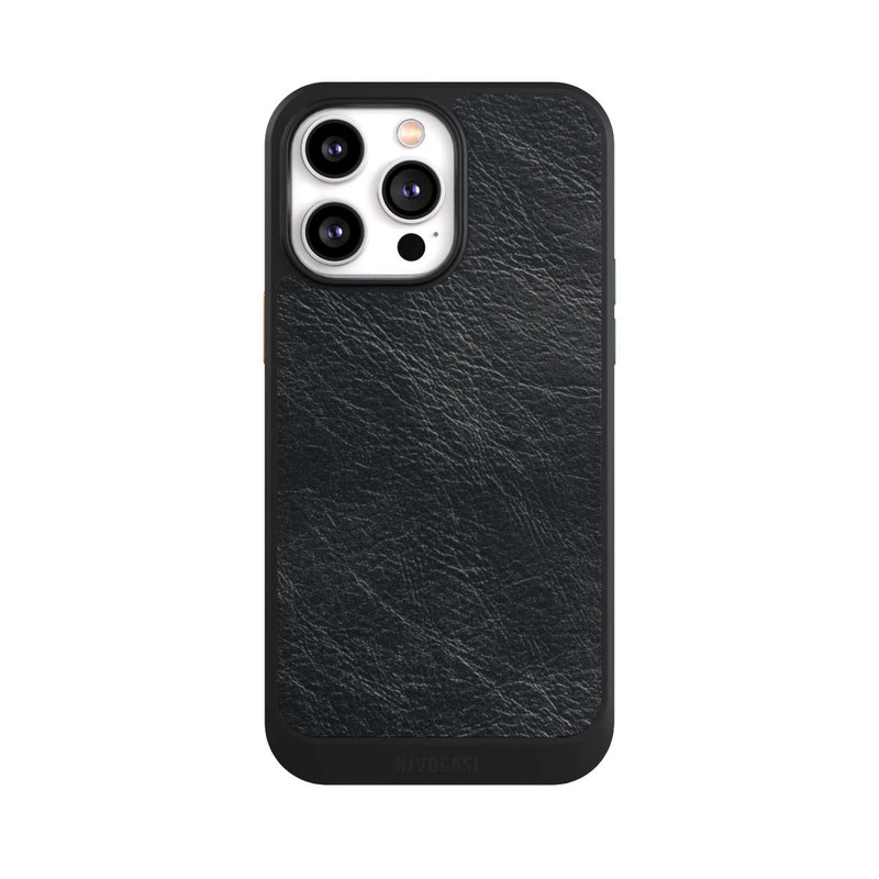 iPhone 14 Pro Max NIVOcore Schwarzer Lederlook Hintergrund
