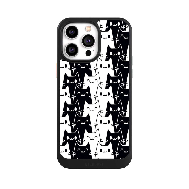 iPhone 14 Pro Max NIVOcore Katzentapete Schwarz Weiß