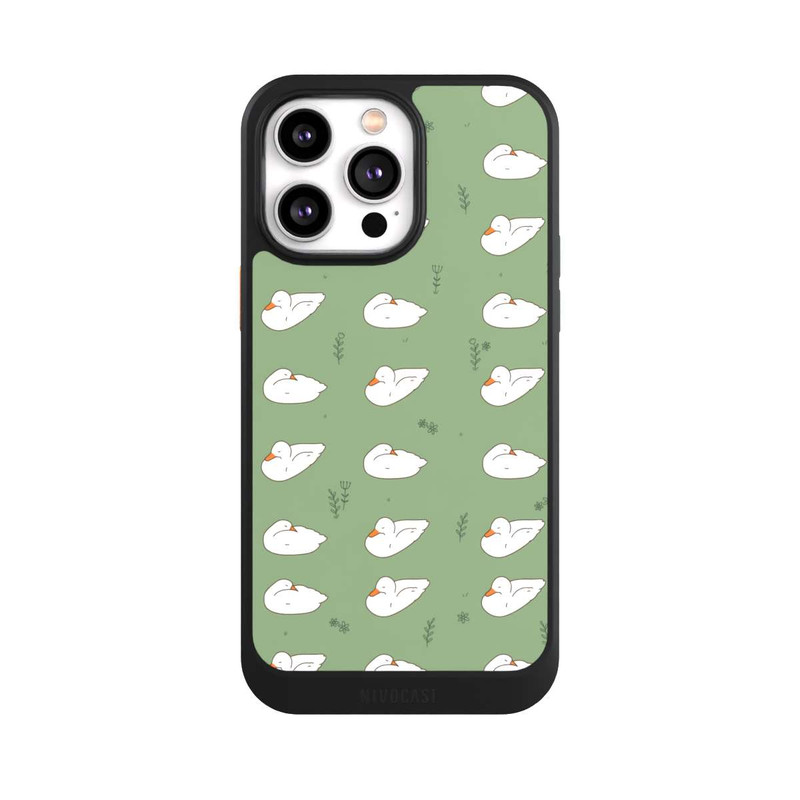 iPhone 14 Pro Max NIVOcore Cartoon Duck Pattern Green