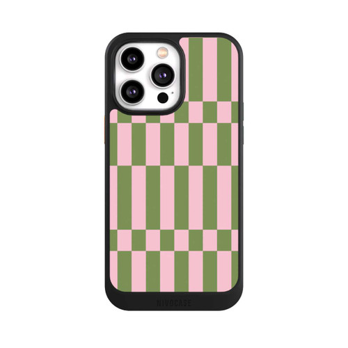 Apple iPhone 14 Pro Max NIVOcore Thème à Carreaux Sauge et Rose