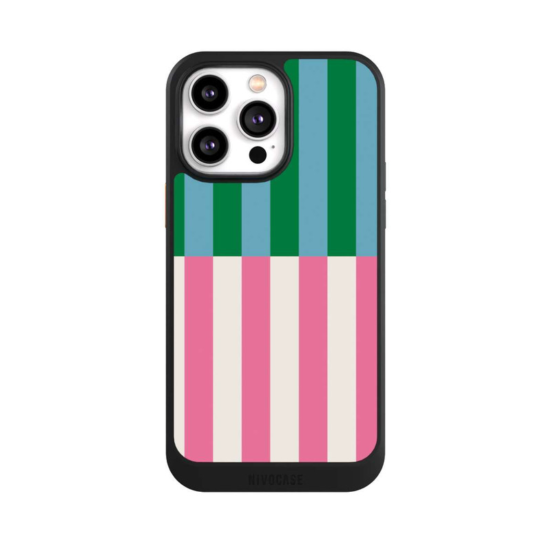 iPhone 14 Pro Max NIVOcore Motif Rayé Vert Rose