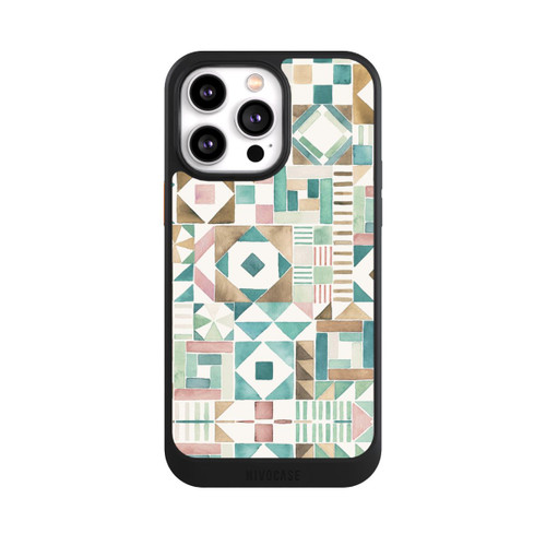 Apple iPhone 14 Pro Max NIVOcore Geometric Blocks Retro Vintage Patchwork Green