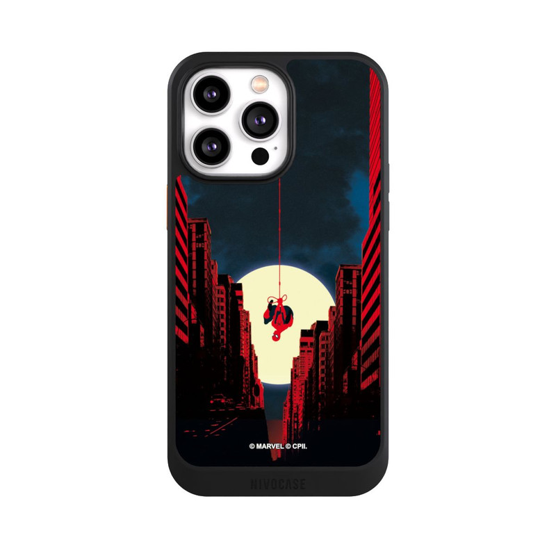 iPhone 14 Pro Max NIVOcore Spider-Man Marvel between Skyscrapers
