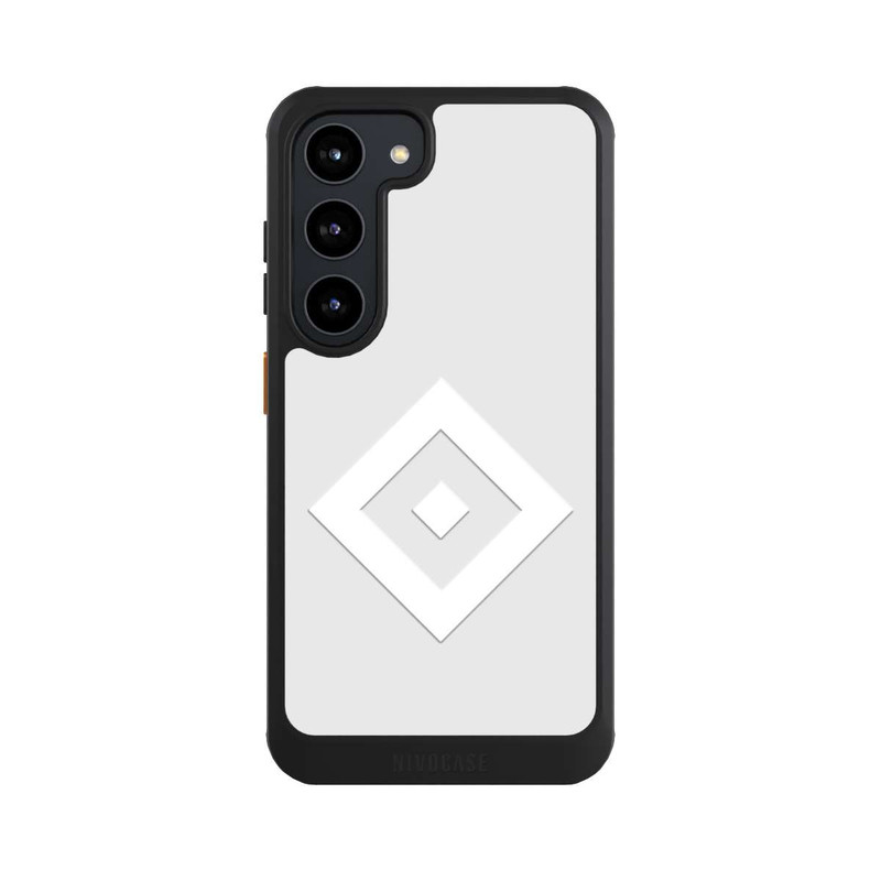 Galaxy S23 NIVOcore Logo en forme de losange sur fond gris HSV