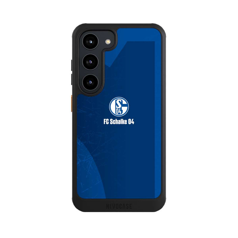 Galaxy S23 NIVOcore Schalke 04 Blauer Hintergrund Mit Logo