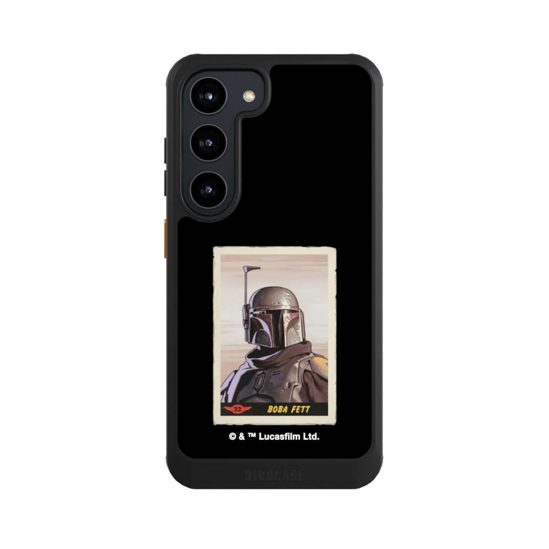 Galaxy S23 NIVOcore Boba Fett Badges Schwarzer Hintergrund