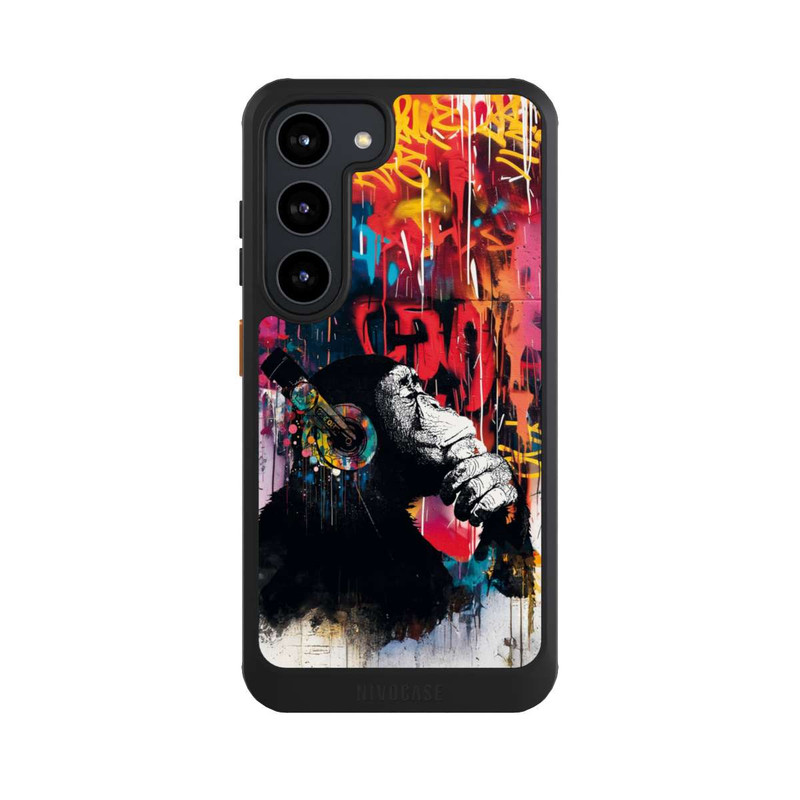 Galaxy S23 NIVOcore Affe Stereo Kopfhörer Graffiti Street Art Blau