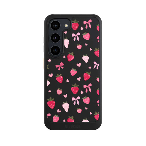 Samsung Galaxy S23 NIVOcore Erdbeer Herz Schleifen Pink Muster Transparent