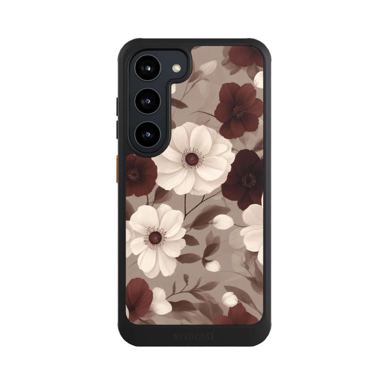 Galaxy S23 NIVOcore Bordeaux Und Creme Blumen mit KI