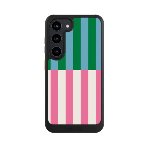 Samsung Galaxy S23 NIVOcore Streifenmuster Grün Rosa