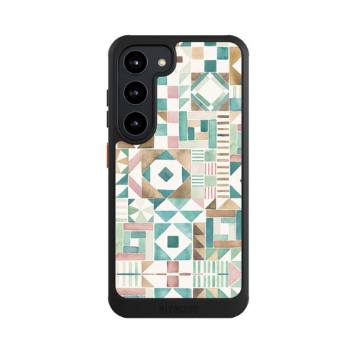 Samsung Galaxy S23 NIVOcore Geometric Blocks Retro Vintage Patchwork Green