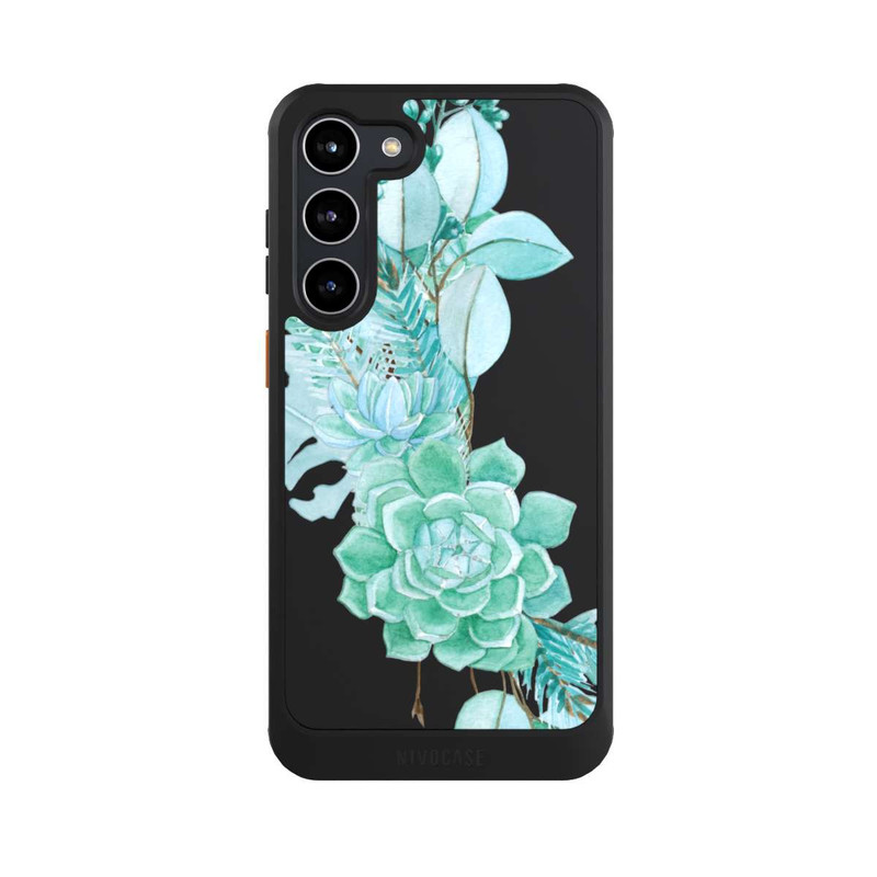 Galaxy S23 + NIVOcore Sukkulenten Blumen Mintgrün Transparent