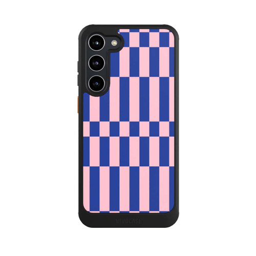 Samsung Galaxy S23+ NIVOcore Checked Abstract Bold Electric Blue and Pink Color Block